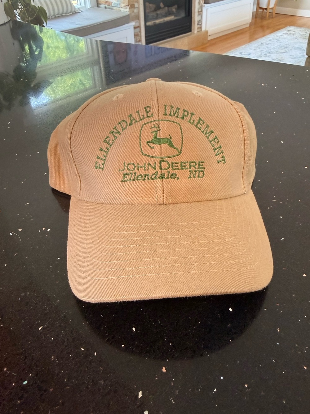 Ellendale Implement John Deere Tan Baseball Cap with Green Embroidered Logo
